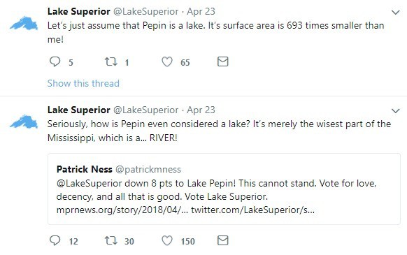 Lake Superior Battles Lake Pepin on Twitter