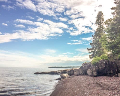Mouth of the Cascade River and Lake Superior at the Cascade River State Park