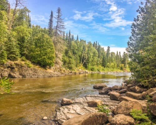The Pigeon River flows through Grand Portage State Park