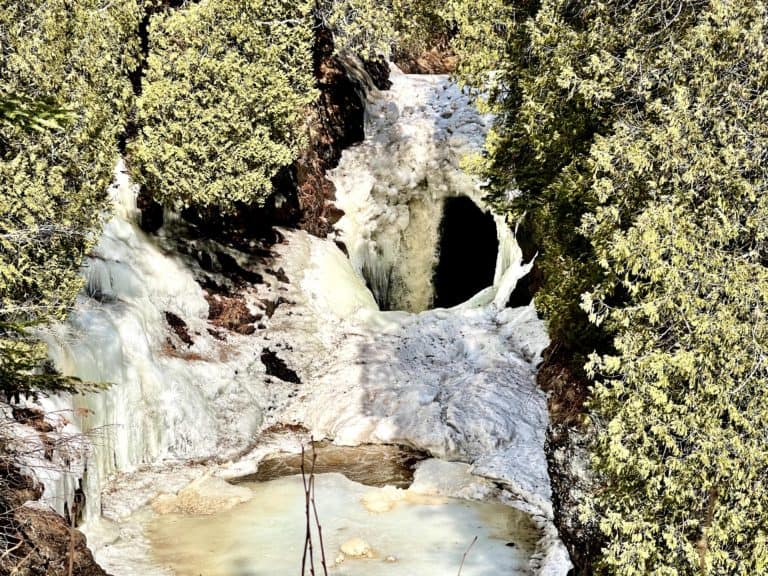 Close up of the falls at Cascade River State Park