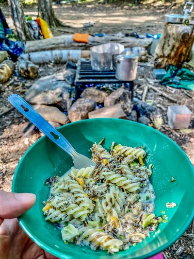 Enjoying Dinner by the Campfire